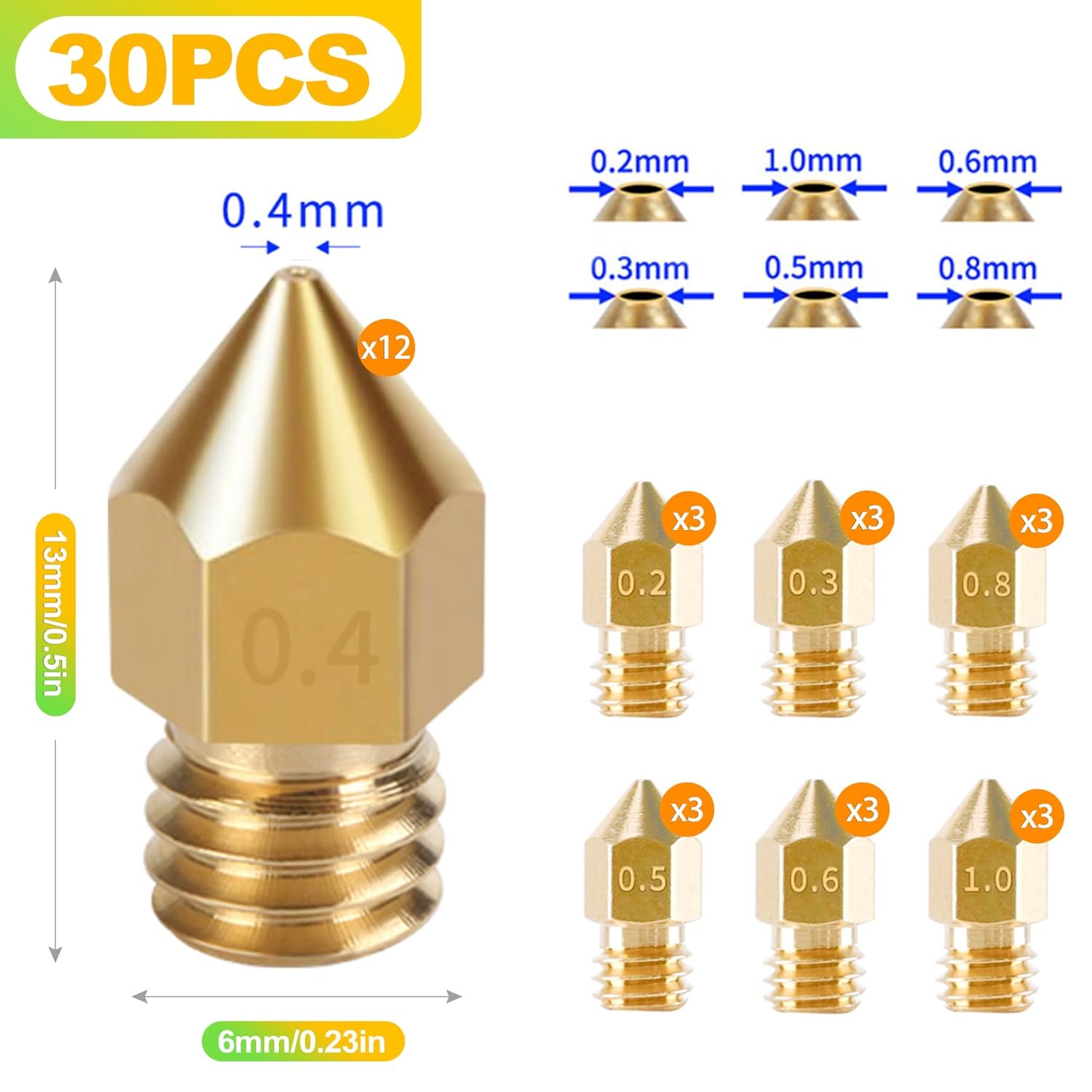 juego boquillas laton MK8 0.4mm repuesto